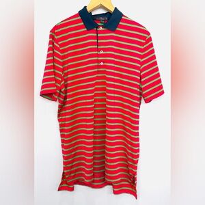 Ralph Lauren RLX Golf Polo Striped Green And Red Mens Size Large EUC